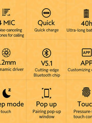 Load image into Gallery viewer, QCY T13 Bluetooth Headphone V5.1 Wireless TWS Earphone Touch Control Earbuds 4 Microphones ENC HD Call Headset Customizing APP