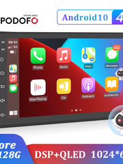 Load image into Gallery viewer, Podofo 8G 128G Car Radio GPS 2 din Android 10.0 Auto Carplay Universal 7&quot; For Volkswagen Nissan Hyundai Toyota Multimedia Player
